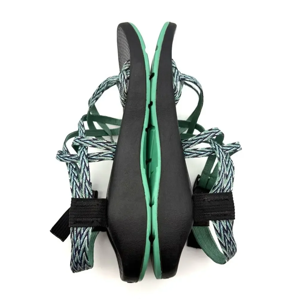 Chaco Z/2 Sandal Strappy Blue Green Diamond Zigzag Pattern Hiking Outdoor Active